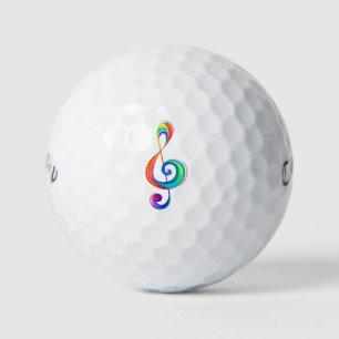 Layered rainbow treble clef golf balls