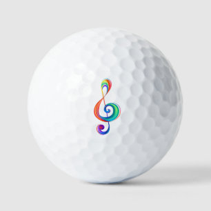 Layered rainbow treble clef golf balls