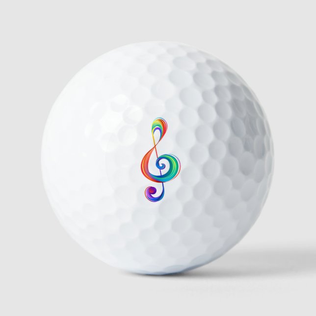 Layered rainbow treble clef golf balls (Front)