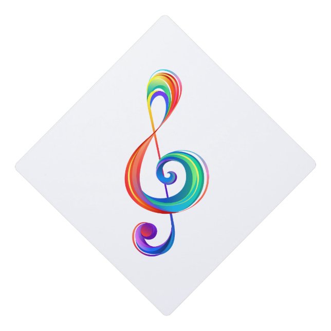 Layered rainbow treble clef graduation cap topper (Front)