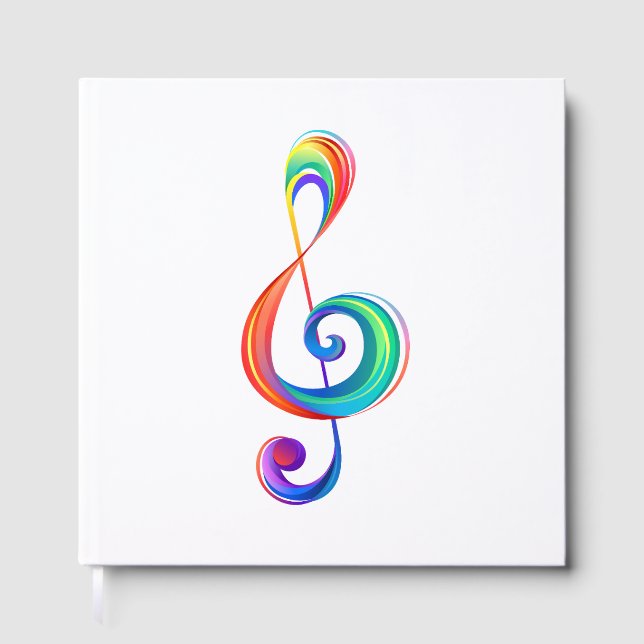 Layered rainbow treble clef guest book (Front)