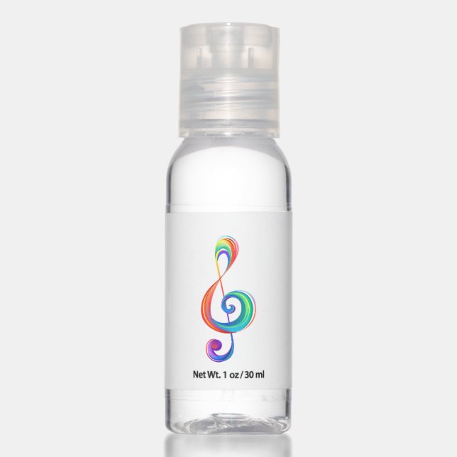 Layered rainbow treble clef hand sanitizer (Front)