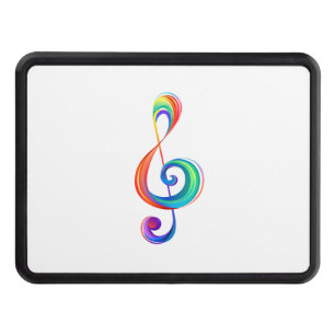 Layered rainbow treble clef hitch cover
