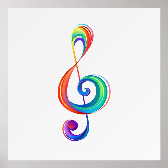 Layered rainbow treble clef holder (Front)