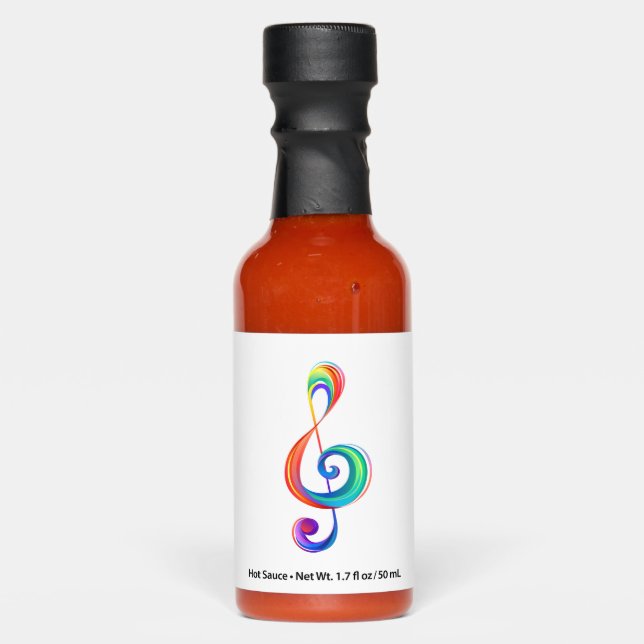 Layered rainbow treble clef hot sauces (Front)