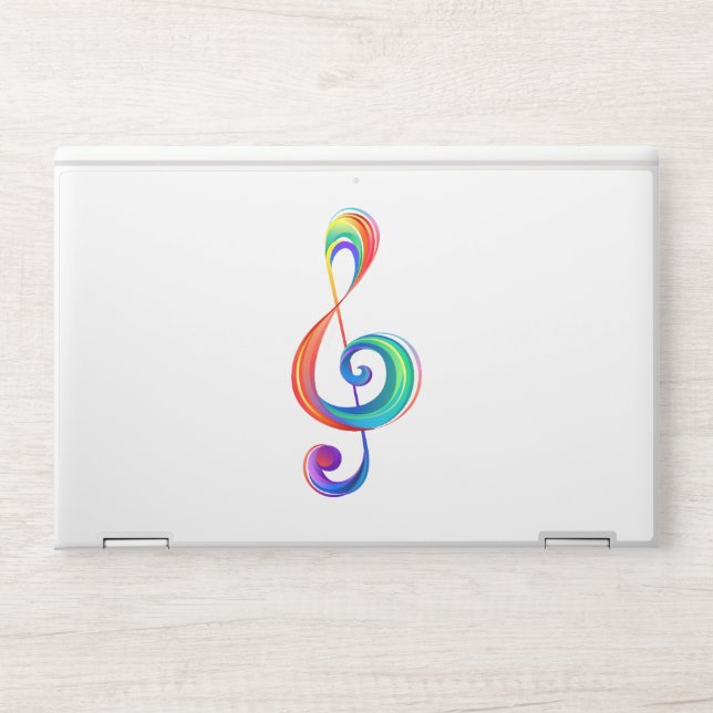 Layered rainbow treble clef HP laptop skin (Front)