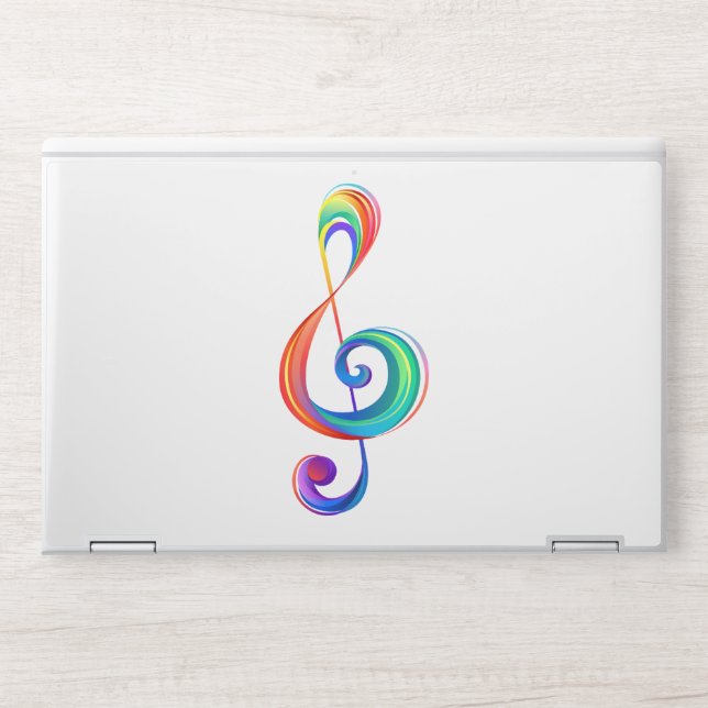 Layered rainbow treble clef HP laptop skin (Front)