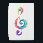 Layered rainbow treble clef iPad mini cover<br><div class="desc">Musical key drawn from multicolored layers of rainbow colors on white background.</div>