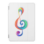 Layered rainbow treble clef iPad mini cover