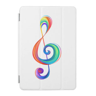 Layered rainbow treble clef iPad mini cover