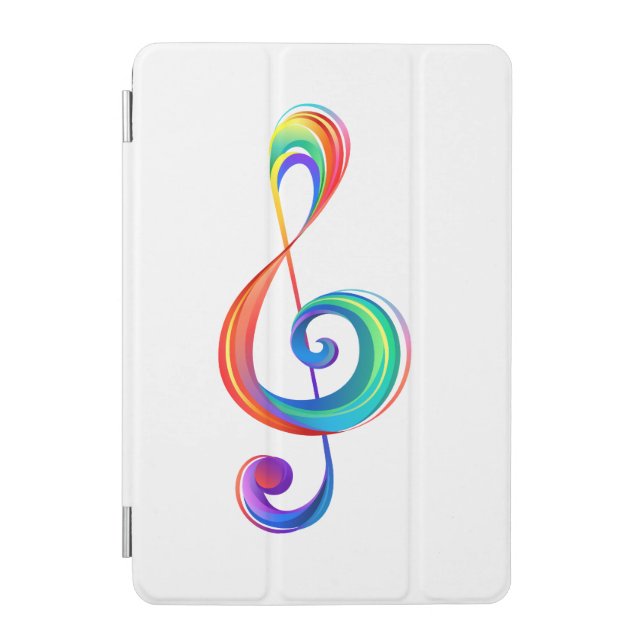 Layered rainbow treble clef iPad mini cover (Front)