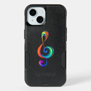 Layered rainbow treble clef iPhone 15 case