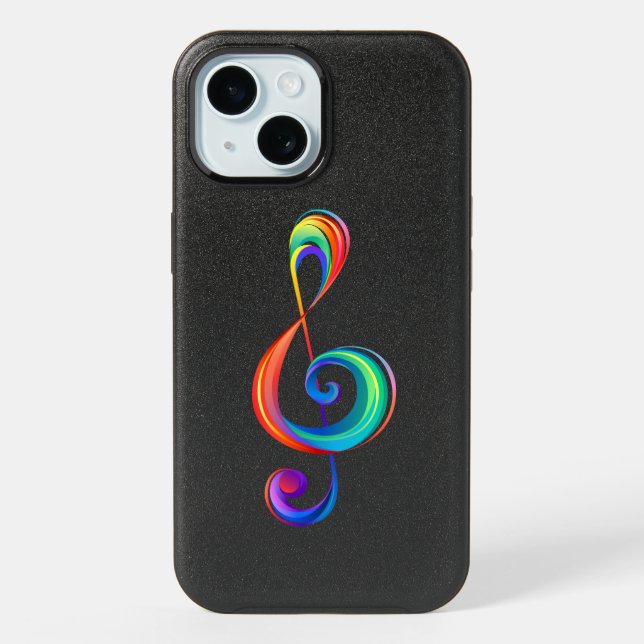 Layered rainbow treble clef iPhone 15 case (Back)