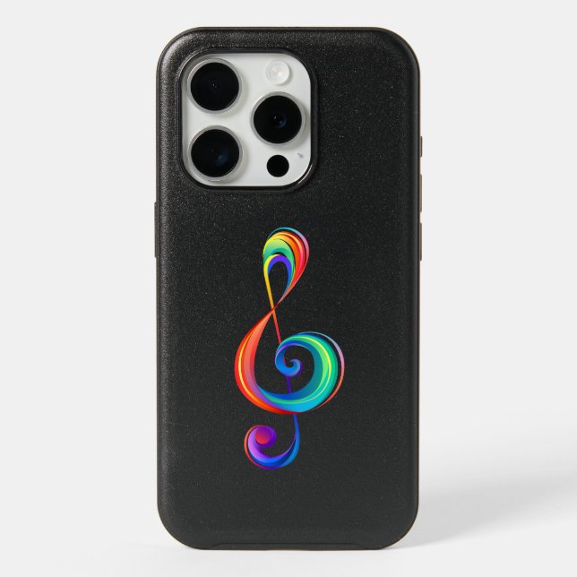 Layered rainbow treble clef iPhone 15 pro case (Back)