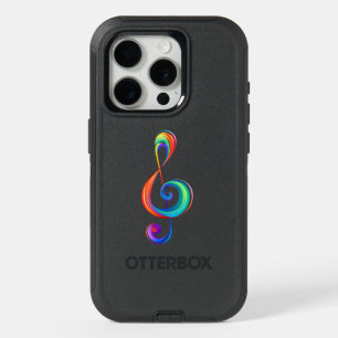 Layered rainbow treble clef iPhone 15 pro case