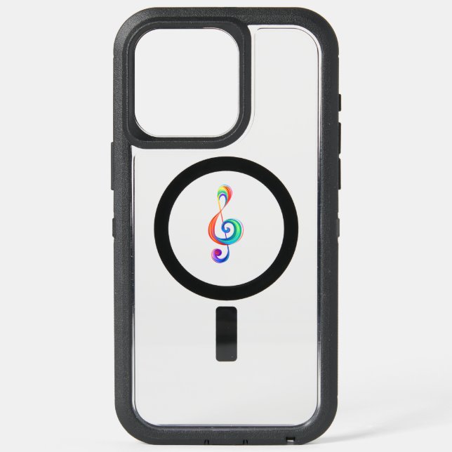 Layered rainbow treble clef iPhone 15 pro max case (Back)