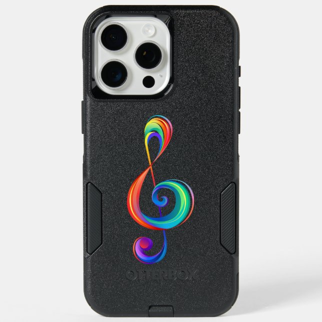 Layered rainbow treble clef iPhone 15 pro max case (Back)