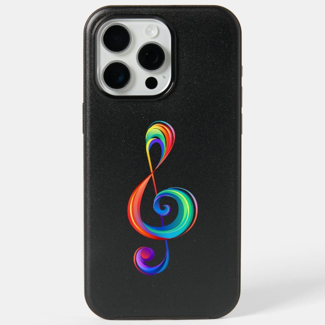 Layered rainbow treble clef iPhone 15 pro max case (Back)