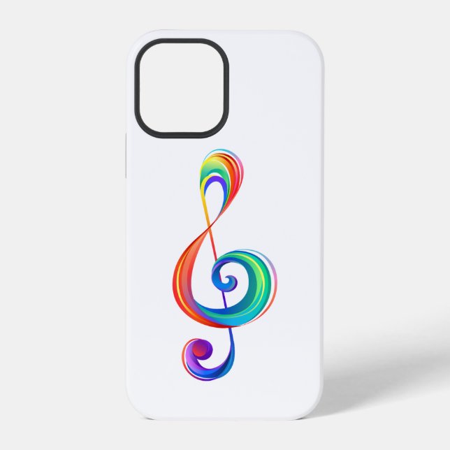 Layered rainbow treble clef iphone case (Back)