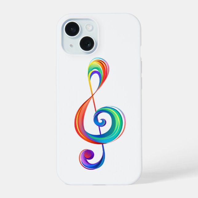 Layered rainbow treble clef iphone case (Back)