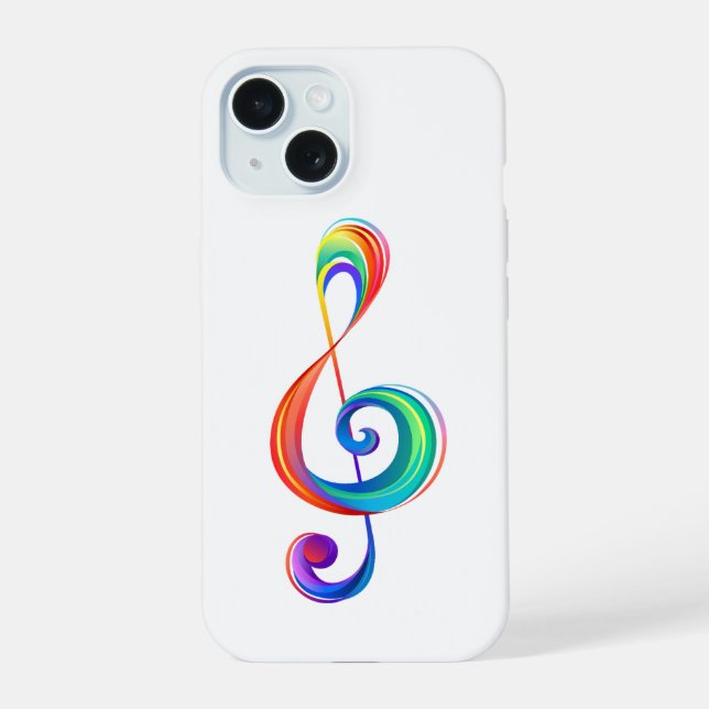 Layered rainbow treble clef iphone case (Back)