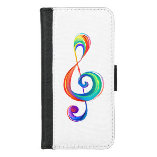 Layered rainbow treble clef iPhone 8/7 wallet case