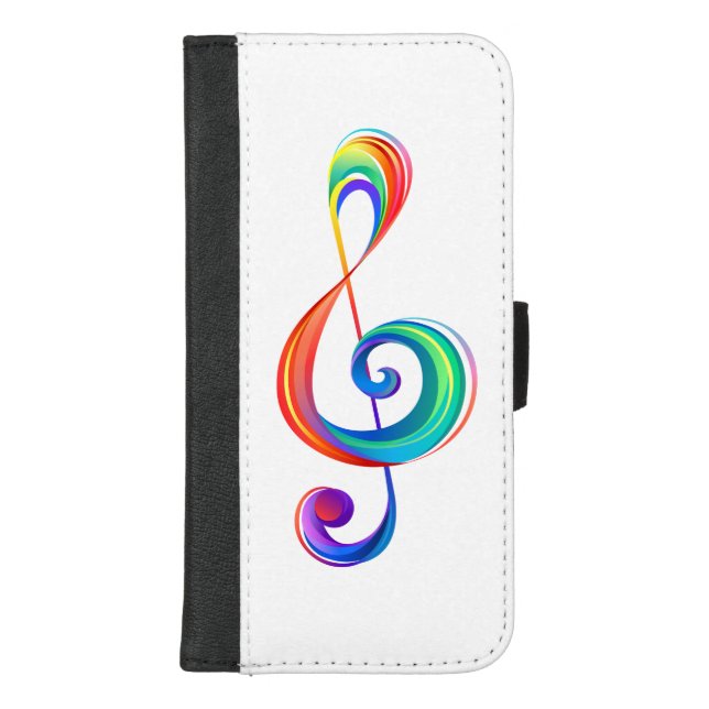 Layered rainbow treble clef iPhone wallet case (Front)