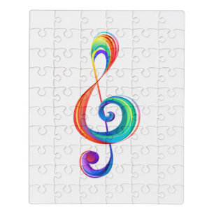 Layered rainbow treble clef jigsaw puzzle