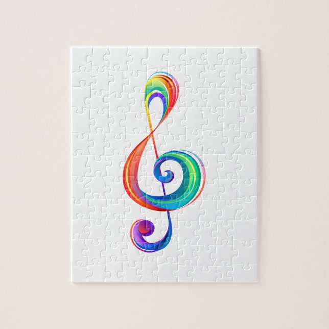 Layered rainbow treble clef jigsaw puzzle (Vertical)