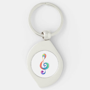 Layered rainbow treble clef keychain