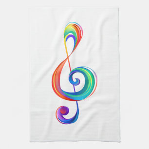 Layered rainbow treble clef kitchen towel