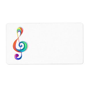 Layered rainbow treble clef label