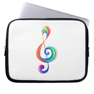 Layered rainbow treble clef laptop sleeve