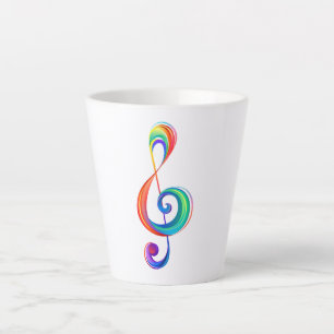 Layered rainbow treble clef latte mug