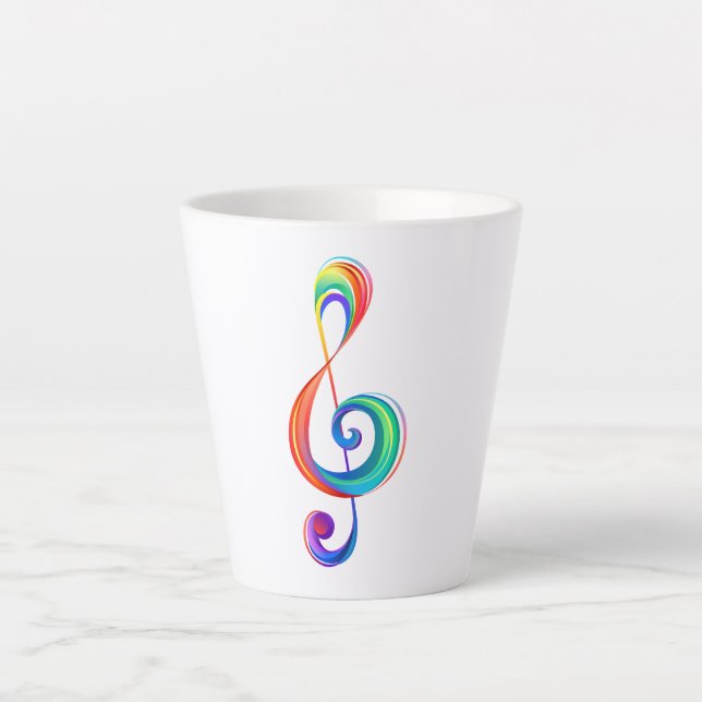 Layered rainbow treble clef latte mug (Front)