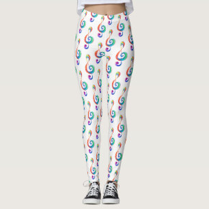 Layered rainbow treble clef leggings