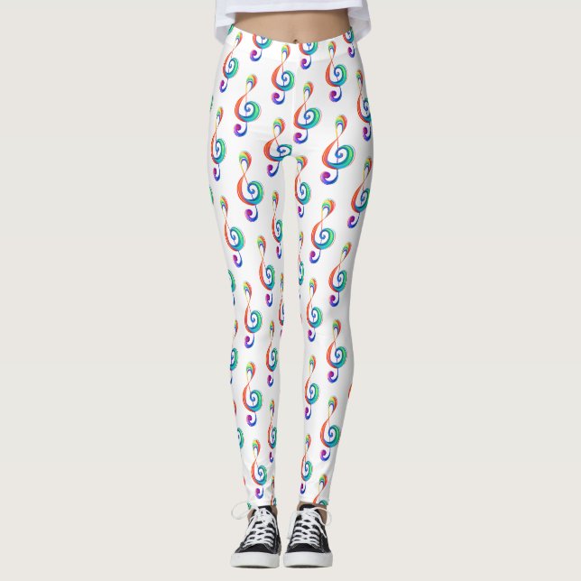 Layered rainbow treble clef leggings (Front)