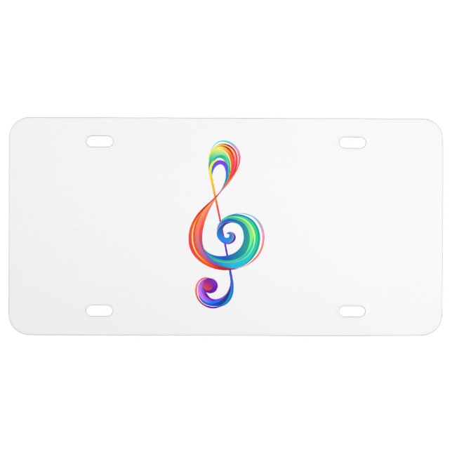 Layered rainbow treble clef license plate (Front)