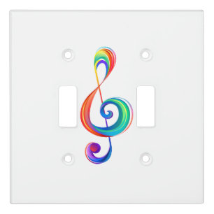 Layered rainbow treble clef light switch cover