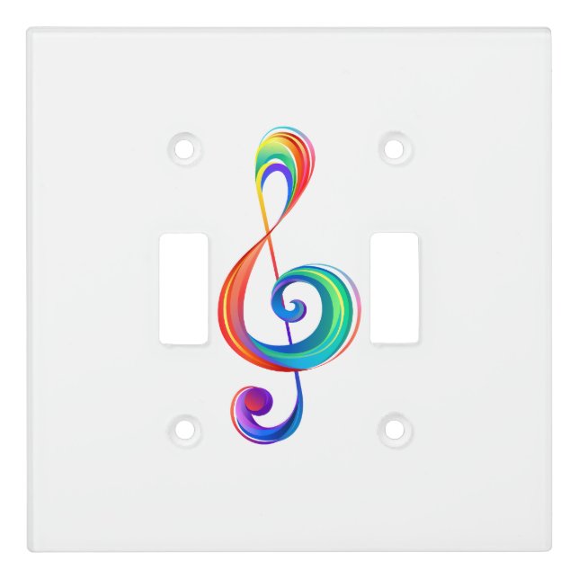 Layered rainbow treble clef light switch cover (Front)
