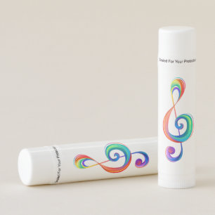 Layered rainbow treble clef lip balm