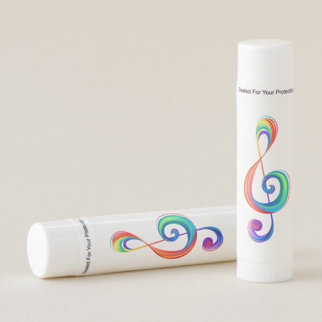 Layered rainbow treble clef lip balm (Front)