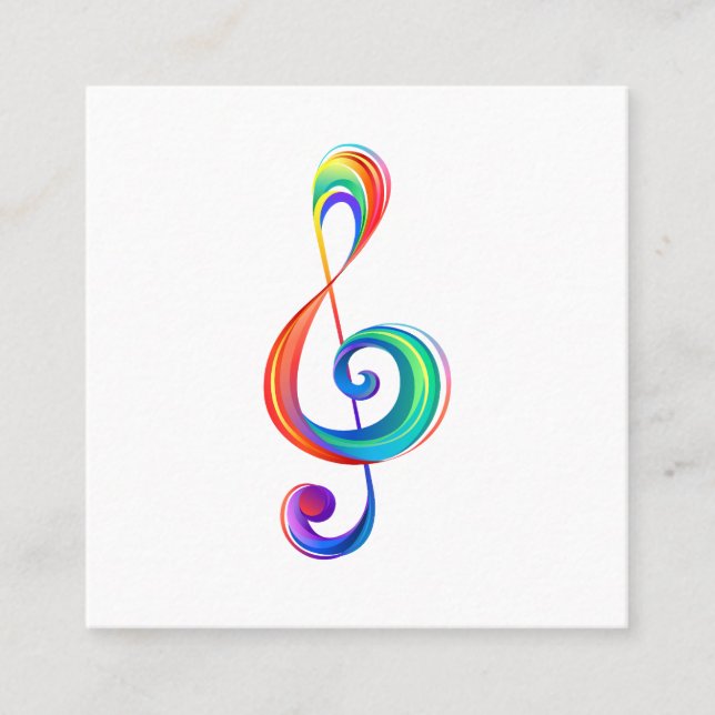 Layered rainbow treble clef loyalty card (Front)
