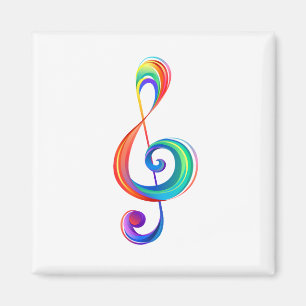 Layered rainbow treble clef magnet