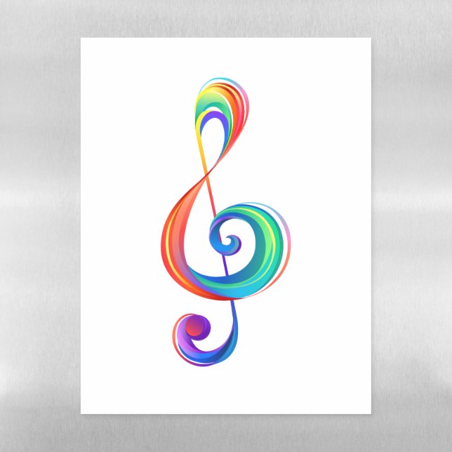 Layered rainbow treble clef magnetic dry erase sheet (Vertical)