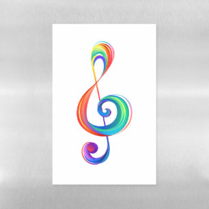 Layered rainbow treble clef magnetic dry erase sheet