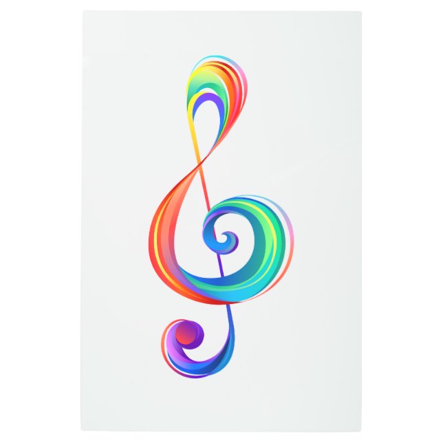 Layered rainbow treble clef metal print (Front)