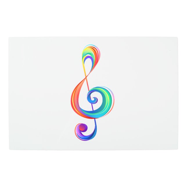 Layered rainbow treble clef metal print (Front)
