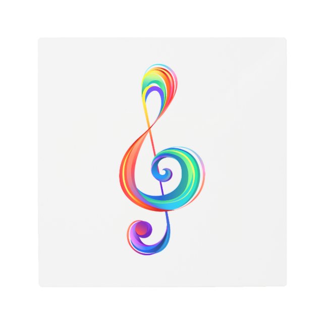 Layered rainbow treble clef metal print (Front)