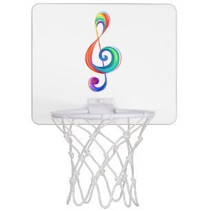 Layered rainbow treble clef mini basketball hoop